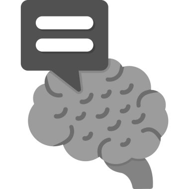 beyin konuşma kabarcığı vektörü, düz tasarım simgesi