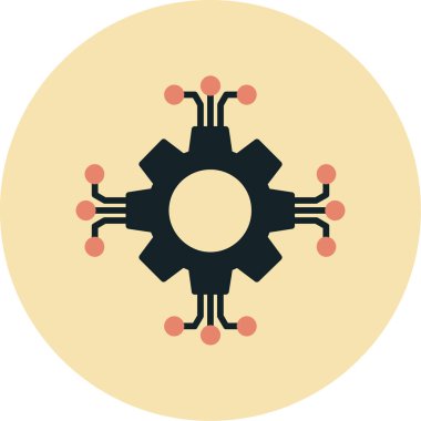 Beyaz arkaplanda izole edilmiş düz biçimli mikroçip simgesi.