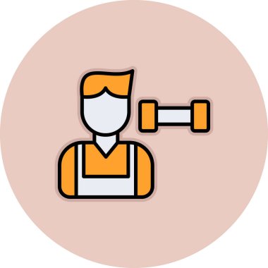 İngiliz anahtarı olan bir müteahhit. vektör illüstrasyonu