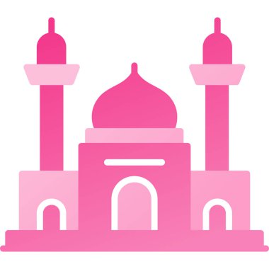 Cami simgesi. Müslüman ve cami için İslami cami sembolünün vektör illüstrasyonu.