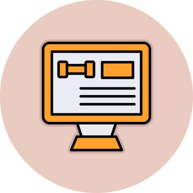 Web simgesi ile bilgisayar monitörü. vektör illüstrasyonu