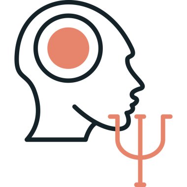 baş ve beyin simgesi, vektör çizimi beyaz arkaplanda izole edildi