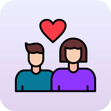 Kalp vektör illüstrasyon tasarımı olan çift