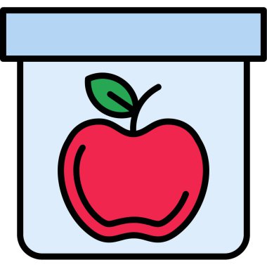 Apple meyve simgesi renk ana hatları vektörü