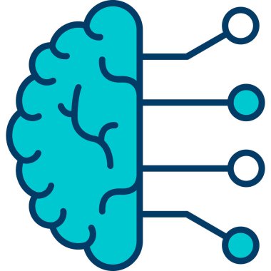 Yapay zeka beyin simgesi ile doldurulmuş dış hat biçimi