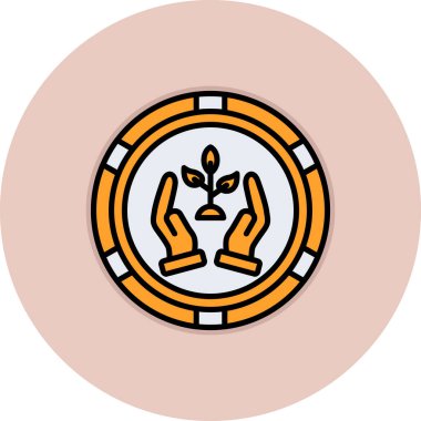 Bozuk paralı uzun bir gölge daire simgesinin çizimi