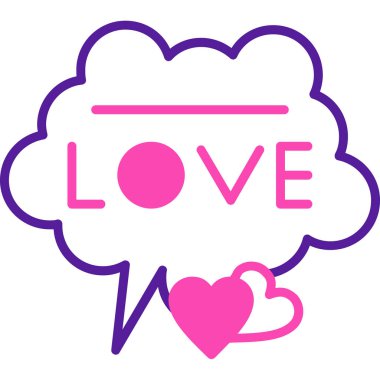 Aşk mesajı düz simgesi. Sevgi işareti ve sembol modaya uygun düz stil. modayı takip eden web üzerinde izole edilmiş düz renk biçimi ve 10 Yıl Sonu.