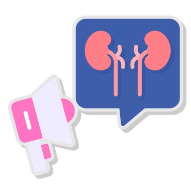 Böbrek ve kalp ikonu, çizgi film tarzı.