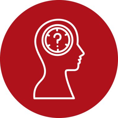 Soru kafa ve insan vektör simgesi. Web ve mobil tasarım için basit düz illüstrasyon.