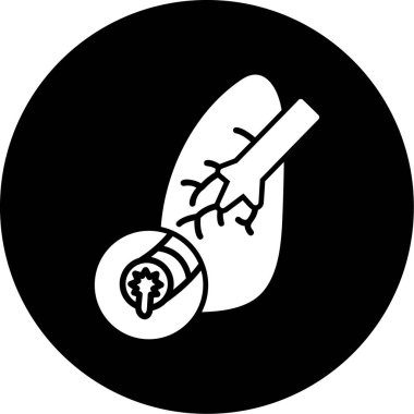 Tıbbi maskeli ve eldiven ikonlu el.