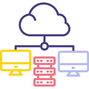 Bulut deposu. Web simgesi basit illüstrasyon