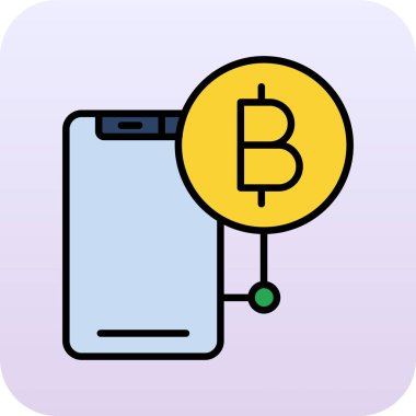 Telefonlu bitcoin. Web simgesi basit illüstrasyon