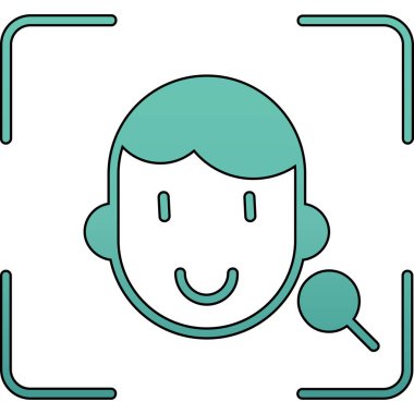 Gülümseyen ve balon ikonlu bir kadın. vektör illüstrasyonu