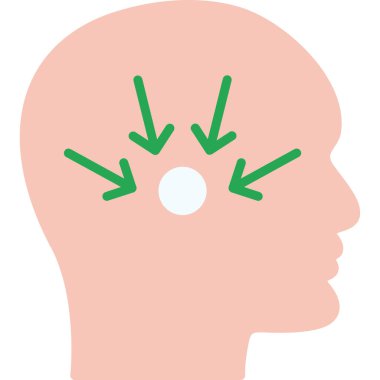 Yeşil oklu insan beyni. beyaz arkaplanda izole edilmiş