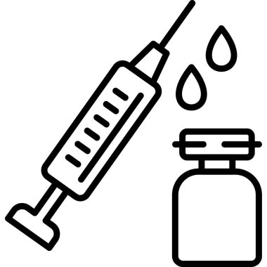 Şırınga aşı simgesi ana hatlar biçiminde