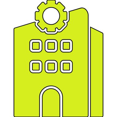 Fabrika binası simgesi, vektör çizimi beyaz arkaplanda izole edildi