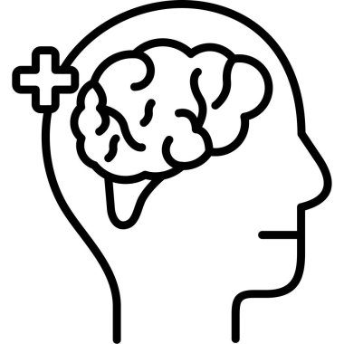 Beyin insan zihin simgesi ana hatlar biçiminde