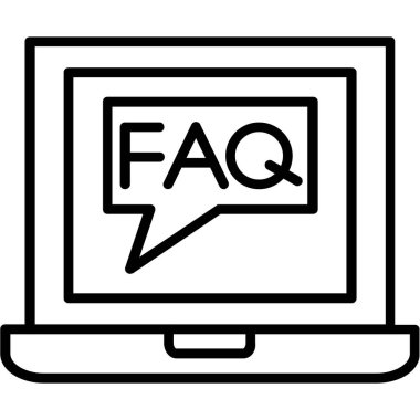 faq simgesi çizimi olan dizüstü bilgisayar
