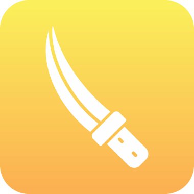 Bıçak işareti. Beyaz arkaplanda eğimli köşeleri olan vektör illüstrasyonu.