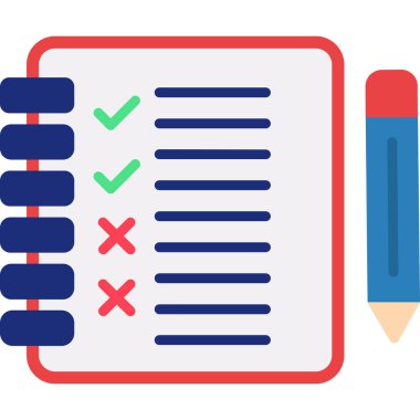 kontrol listesi düz simgesi, vektör illüstrasyonu