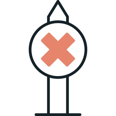 Vektör satırı simgesi çapraz