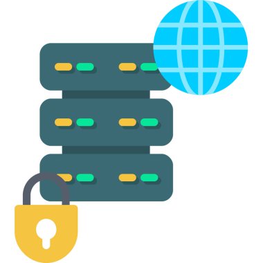 Sunucu simgesi, vektör illüstrasyonu ile kilitle