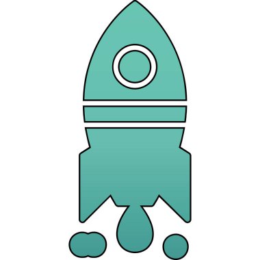 roket çizgisi simgesi, vektör ve illüstrasyon