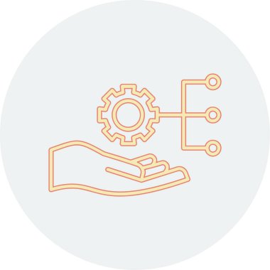 Çarkların ve dişlilerin simgesi. Uzun gölgeli ince çizgi tarzı. vektör illüstrasyonu.