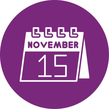 Kasım 'ın 15' inde bir günlük takvim ve takvim, bir mor üzerine simge