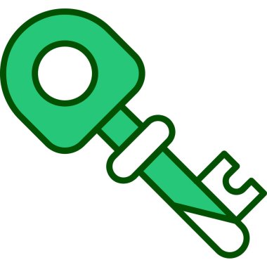 Çizgi film yeşil ve beyaz ikonunun vektör çizimi