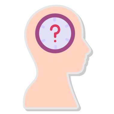 İnsan beyni ile soru işareti, düz stil tasarımı. vektör illüstrasyonu