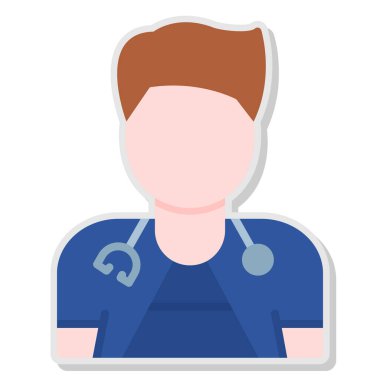 Stetoskop düz simge tasarımı, vektör illüstrasyonu ile doktor avatar