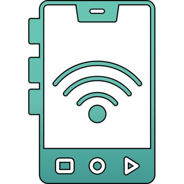 Beyaz arkaplanda izole edilmiş ana hat biçiminde akıllı telefon simgesi