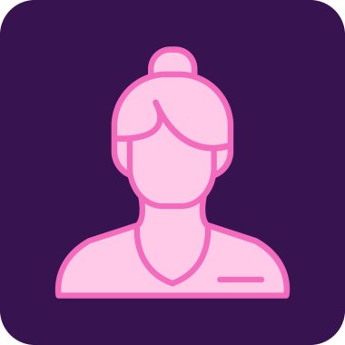 Mor saçlı, pembe renkli, uzun gölgeli, düz ikonlu bir kadın.