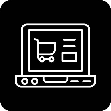 Dizüstü bilgisayarlı alışveriş arabası, basit tasarım.