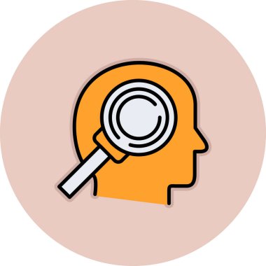 Büyüteç simgeli beyin, vektör çizimi tasarımı