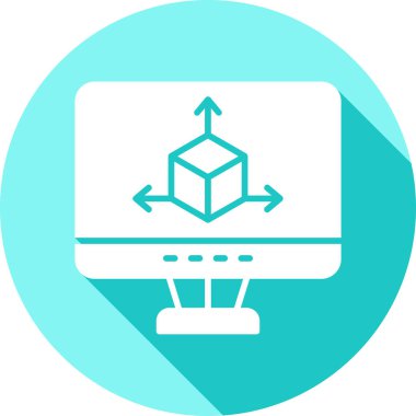 Mavi oklu bir bilgisayar ve dizüstü bilgisayarın vektör çizimi