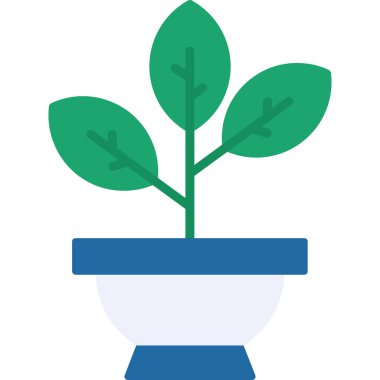 Saksıda bitki var. basit tasarım vektörü