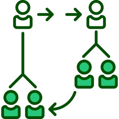hiyerarşi vektör simgesi. düz simge sembolü. pictogram, web ve yazılım arayüzleri için tasarlanmış yuvarlak yeşil bir renktir..