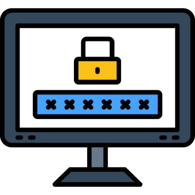 Bilgisayar kilidi simgesi. Web için dizüstü bilgisayar vektör simgelerinin özet çizimi