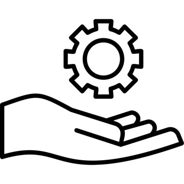 El ele tutuşan anahtar ikonu ana hat vektörü. El işi. çalışma takımı