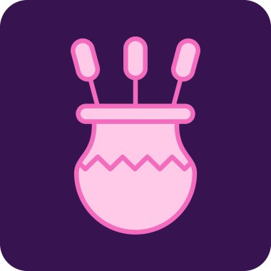 Paskalya yumurtası ile doldurulmuş mor arka planda izole edilmiş tavşan ikonu. Mutlu Paskalyalar. vektör.