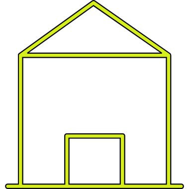 Yeşil ve sarı bir evin vektör çizimi