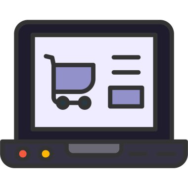 Bilgisayar simgesi olan alışveriş arabası