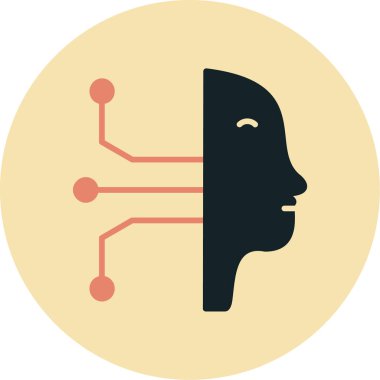 Yapay zeka simgesine sahip insan kafası