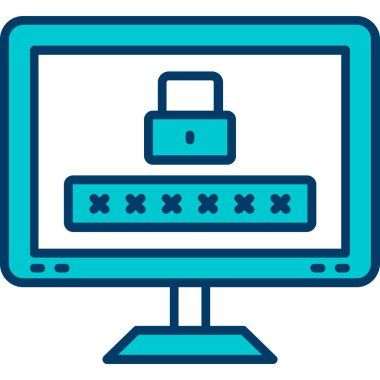 bilgisayar parola simgesi, vektör illüstrasyonu