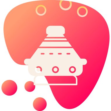 Kırmızı arkaplanda beyaz mantar simgesi var. Kırmızı daire düğmesi. vektör.