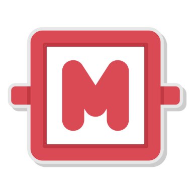 Tek harfli m çizgi filminin vektör illüstrasyonu