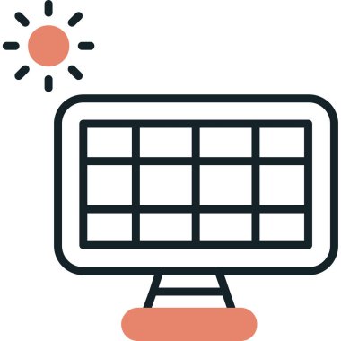 Bilgisayar monitörü web simgesi, vektör illüstrasyonu