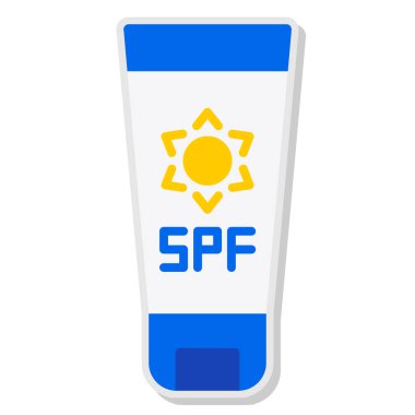 Etiketli güneş kremi. vektör illüstrasyonu.